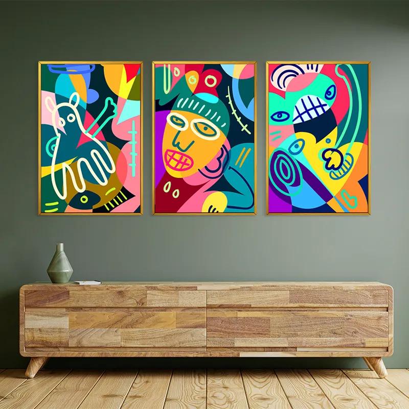 Картина на многоплатна основа Colorful Face Set mockup 2