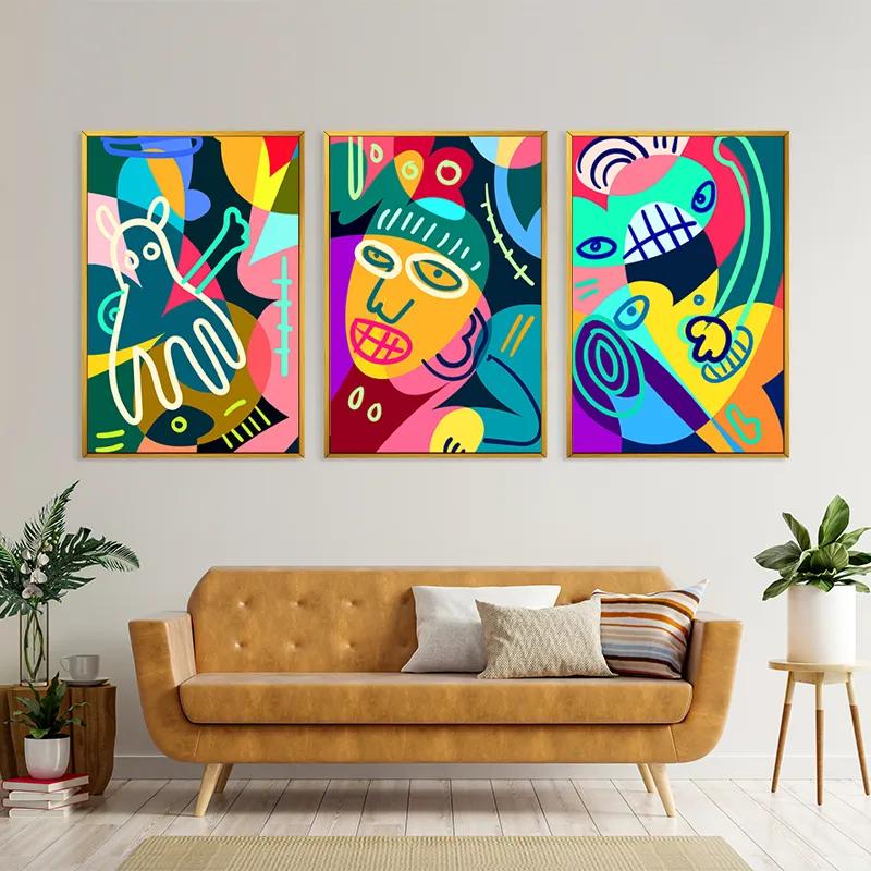 Картина на многоплатна основа Colorful Face Set mockup 4