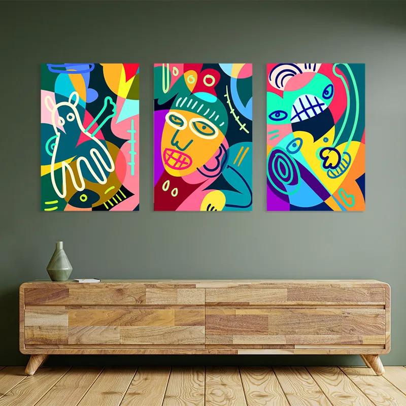 Картина на многоплатна основа Colorful Face Set mockup 2