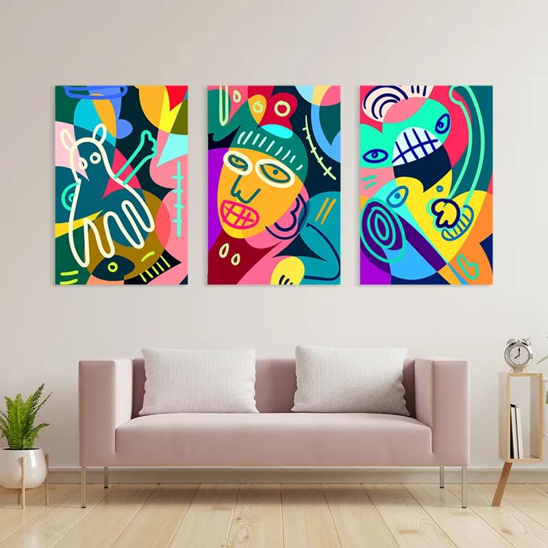 Картина на многоплатна основа Colorful Face Set mockup 3