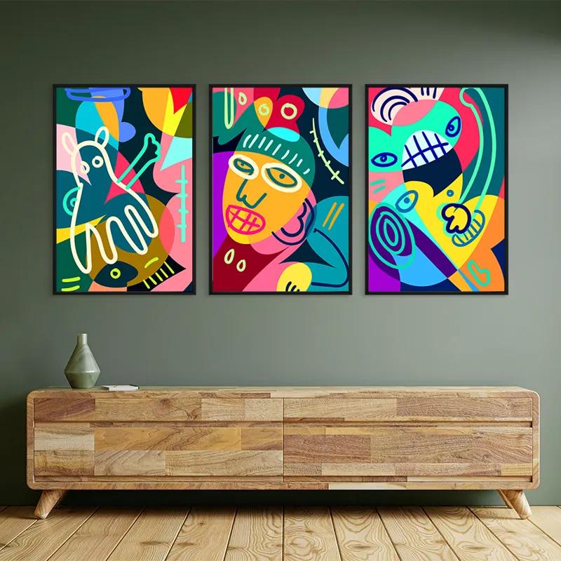 Картина на многоплатна основа Colorful Face Set mockup 2