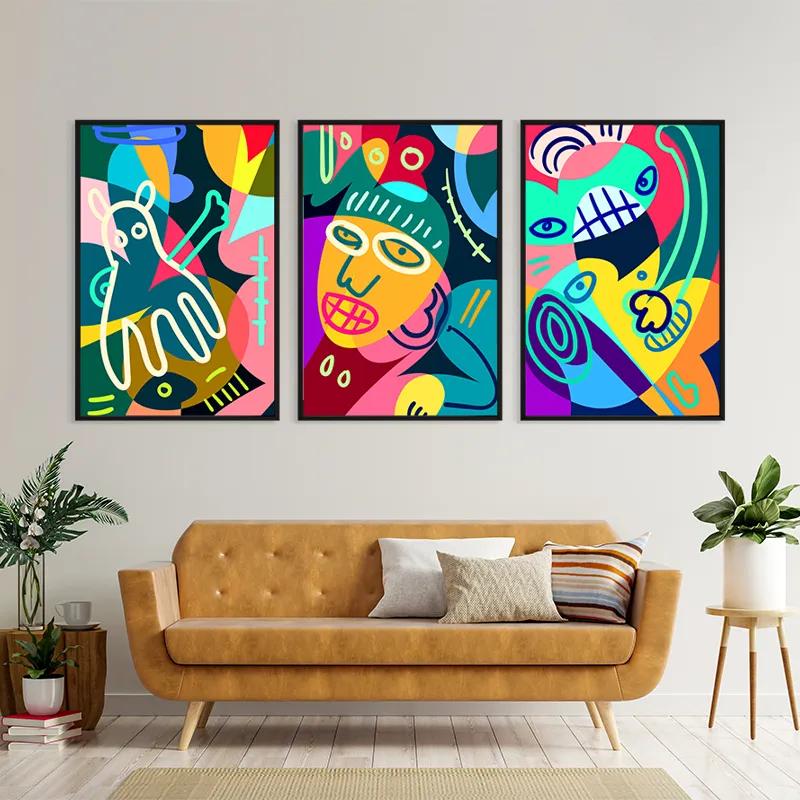 Картина на многоплатна основа Colorful Face Set mockup 4