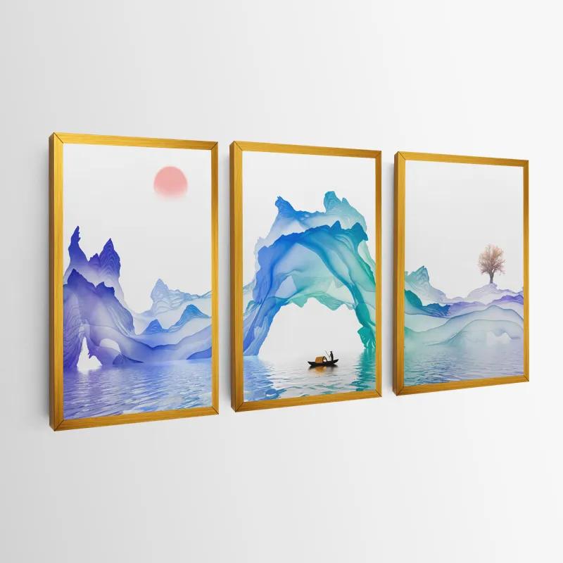 Картина на многоплатна основа Abstract Purple Lake mockup 0