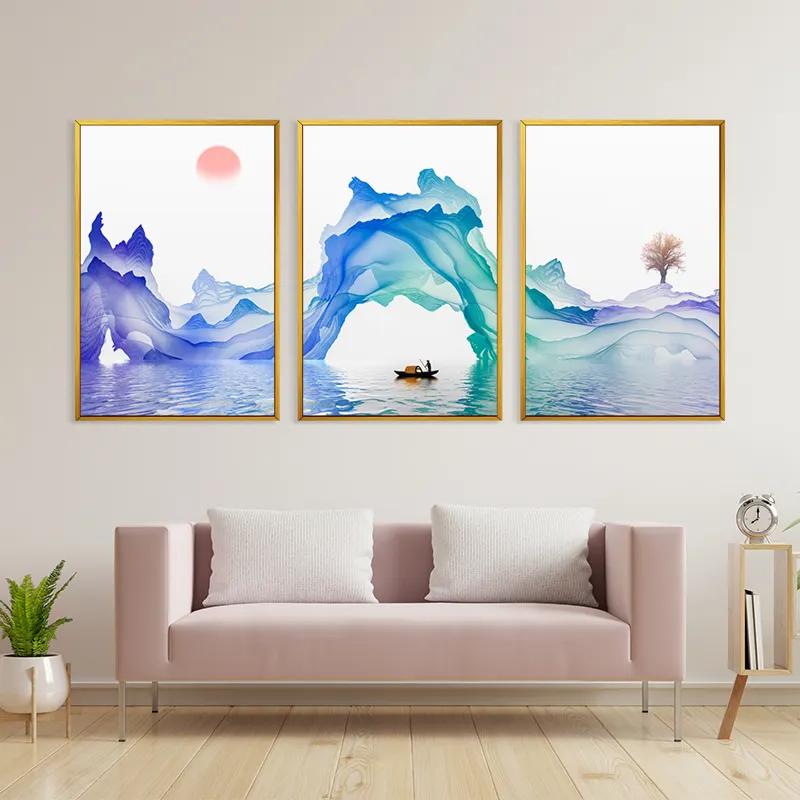 Картина на многоплатна основа Abstract Purple Lake mockup 3