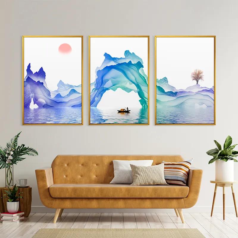 Картина на многоплатна основа Abstract Purple Lake mockup 4