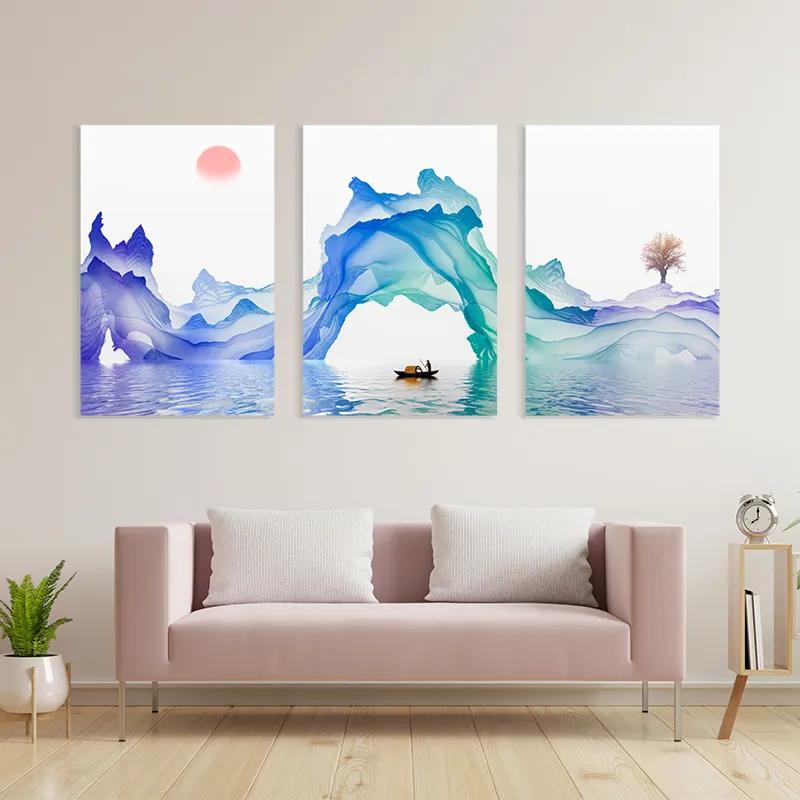 Картина на многоплатна основа Abstract Purple Lake mockup 3