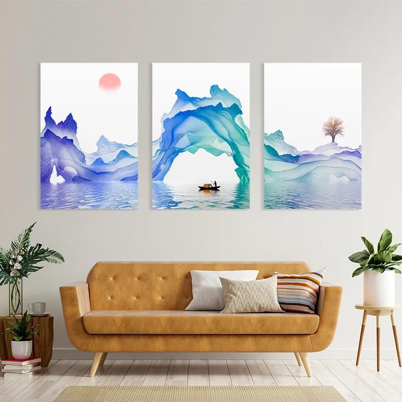 Картина на многоплатна основа Abstract Purple Lake mockup 4