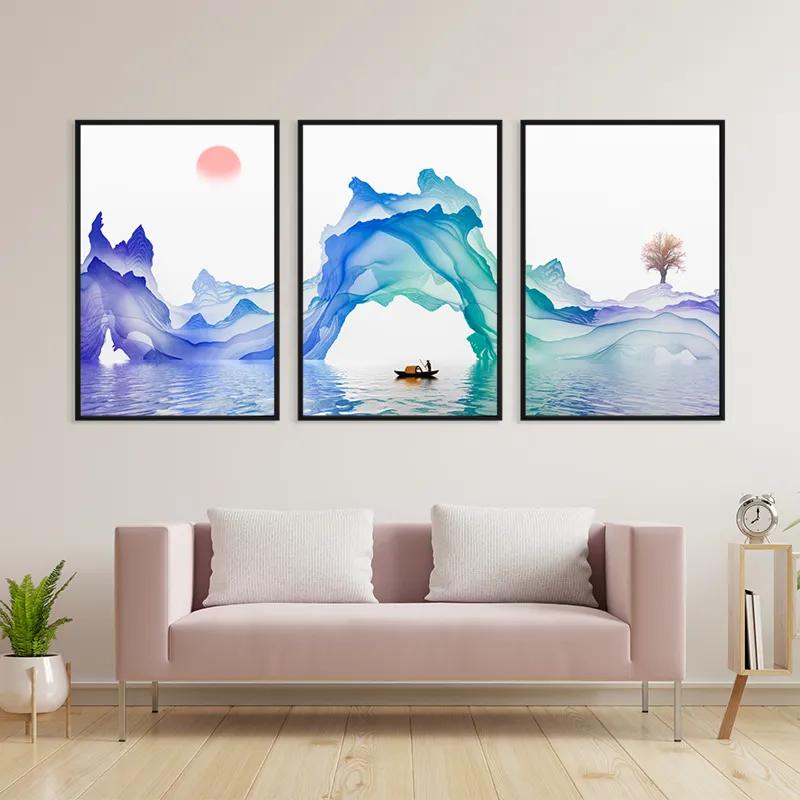 Картина на многоплатна основа Abstract Purple Lake mockup 3