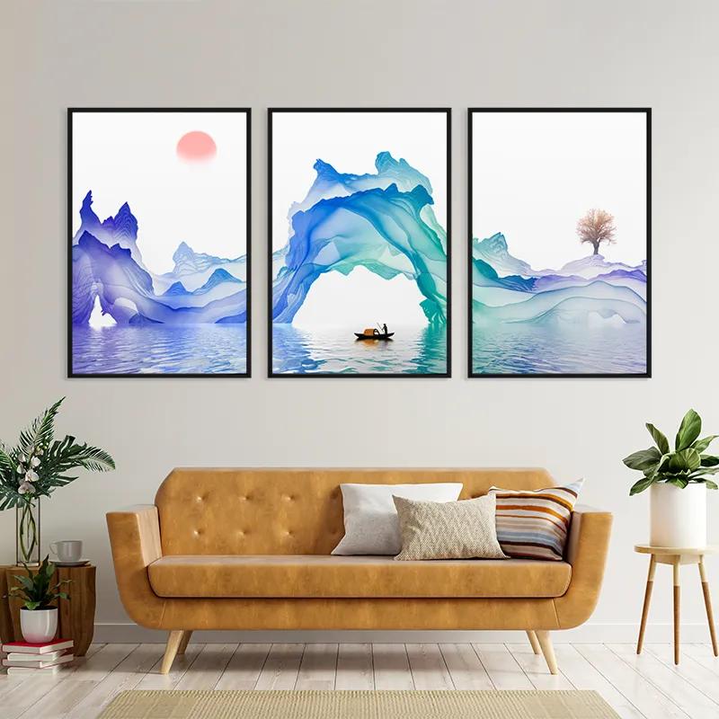 Картина на многоплатна основа Abstract Purple Lake mockup 4