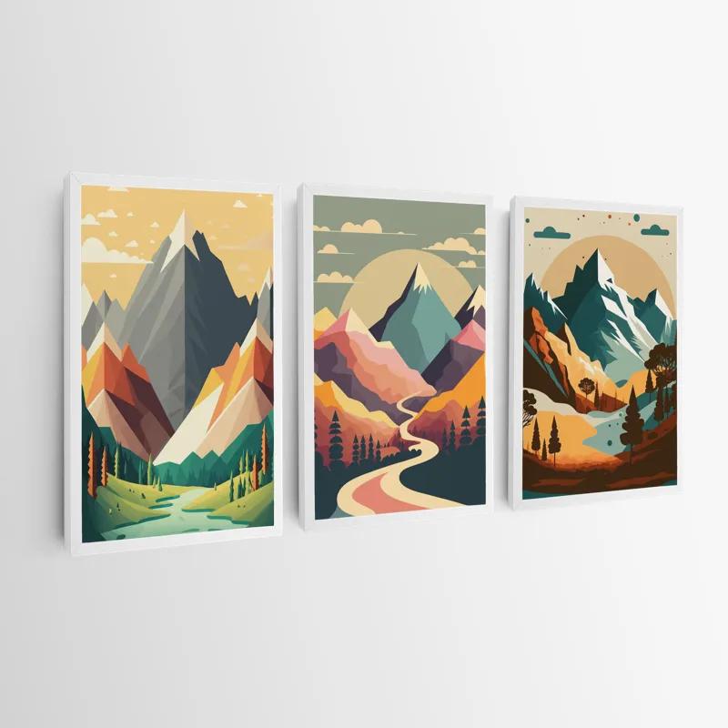 Картина на многоплатна основа Colorful Mountain Set mockup 0