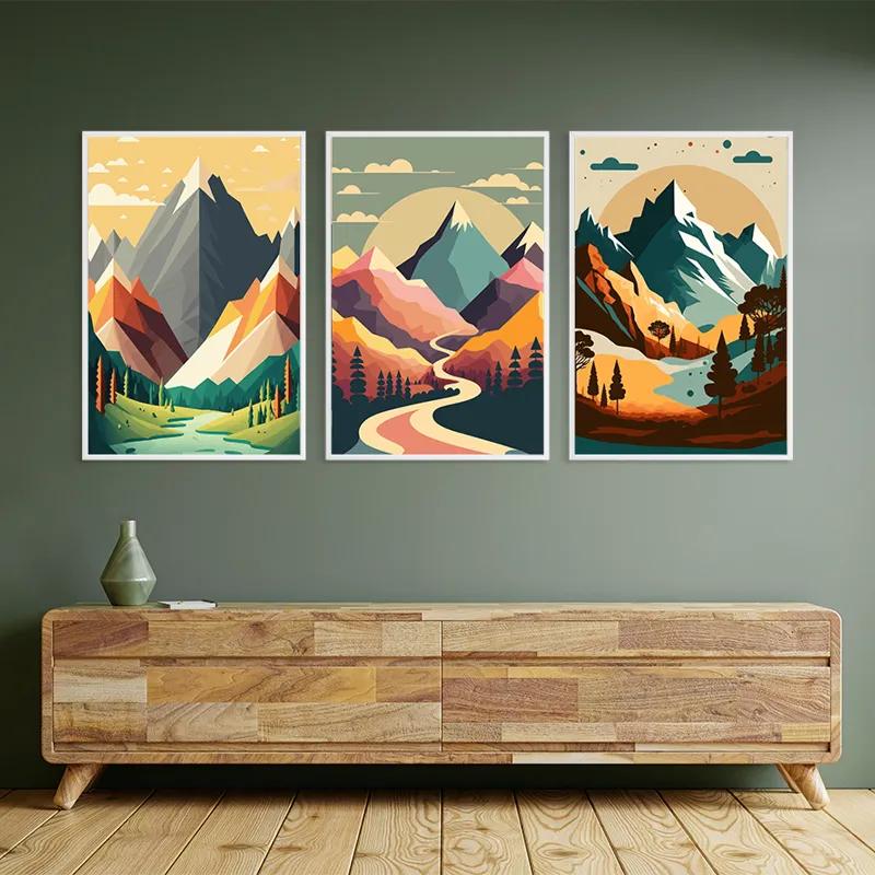 Картина на многоплатна основа Colorful Mountain Set mockup 2