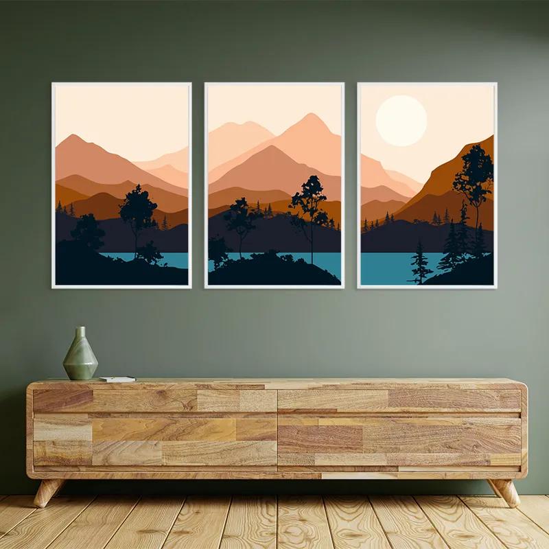 Картина на многоплатна основа Cream Moon Mountain mockup 2