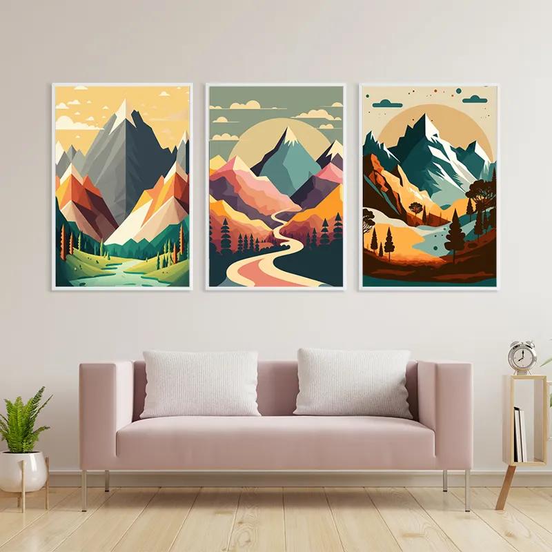 Картина на многоплатна основа Colorful Mountain Set mockup 3