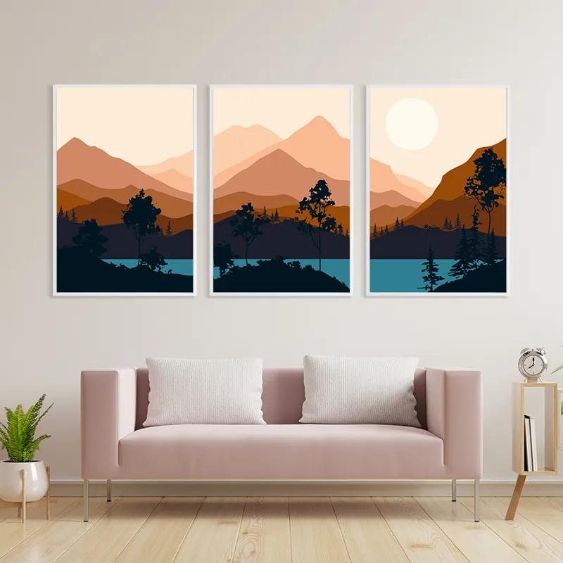 Картина на многоплатна основа Cream Moon Mountain mockup 3