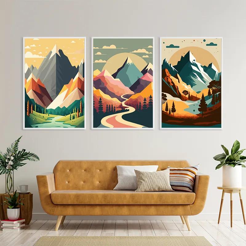 Картина на многоплатна основа Colorful Mountain Set mockup 4