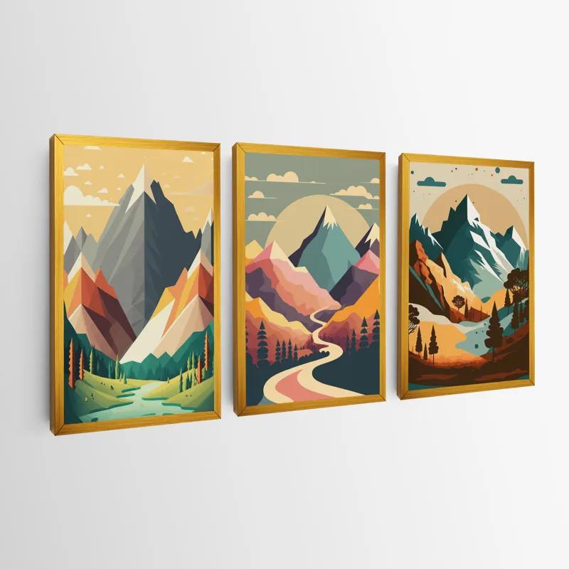 Картина на многоплатна основа Colorful Mountain Set mockup 0