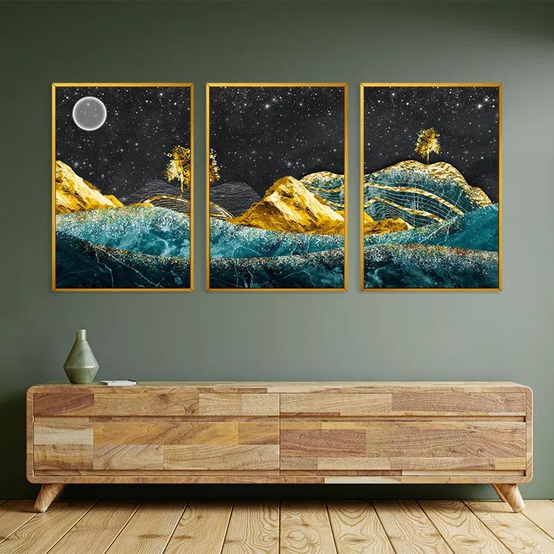 Картина на многоплатна основа Bluend Gold Mountains mockup 2