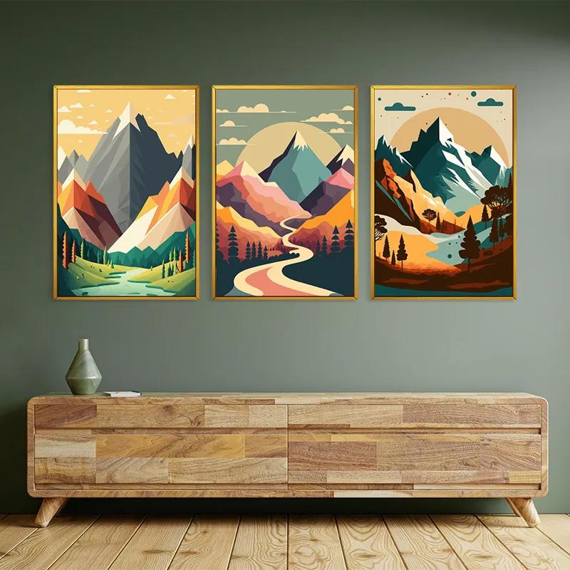 Картина на многоплатна основа Colorful Mountain Set mockup 2