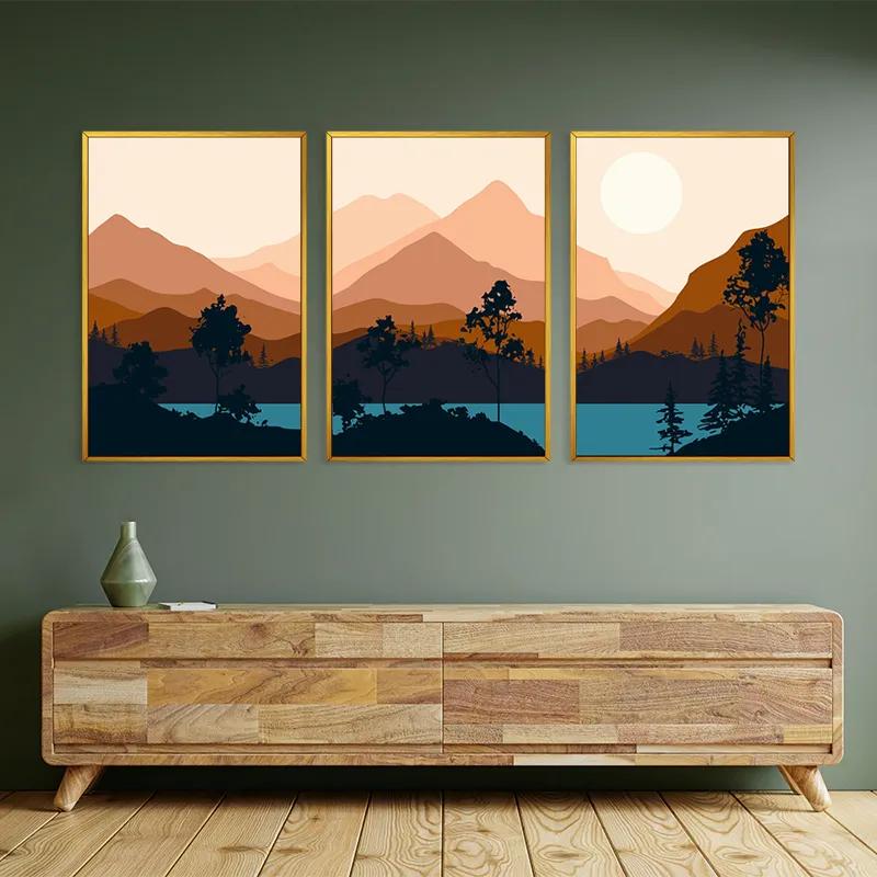 Картина на многоплатна основа Cream Moon Mountain mockup 2