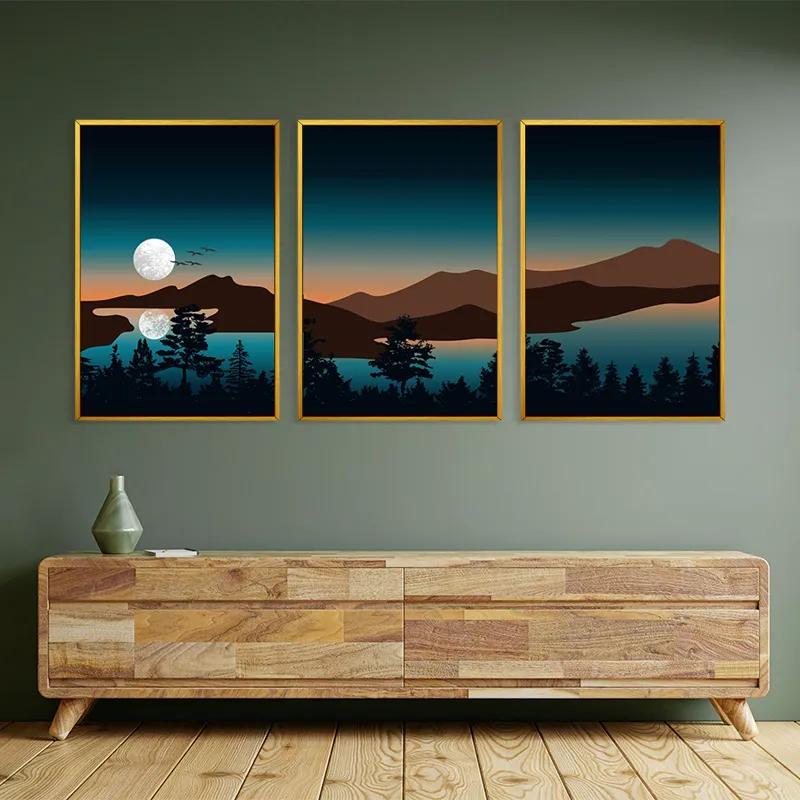 Картина на многоплатна основа Full Moon Mountain mockup 2