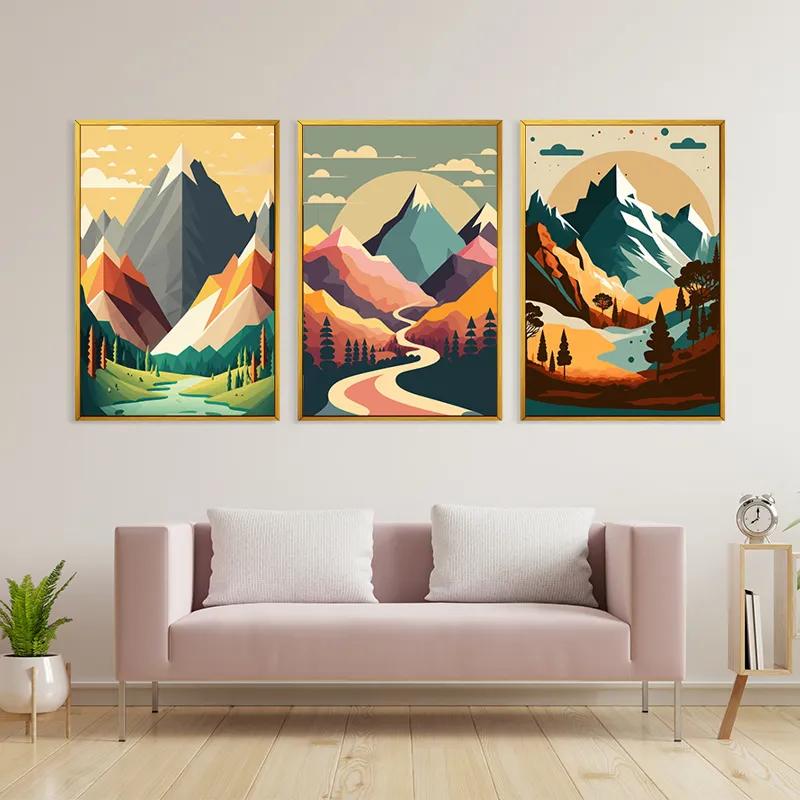 Картина на многоплатна основа Colorful Mountain Set mockup 3