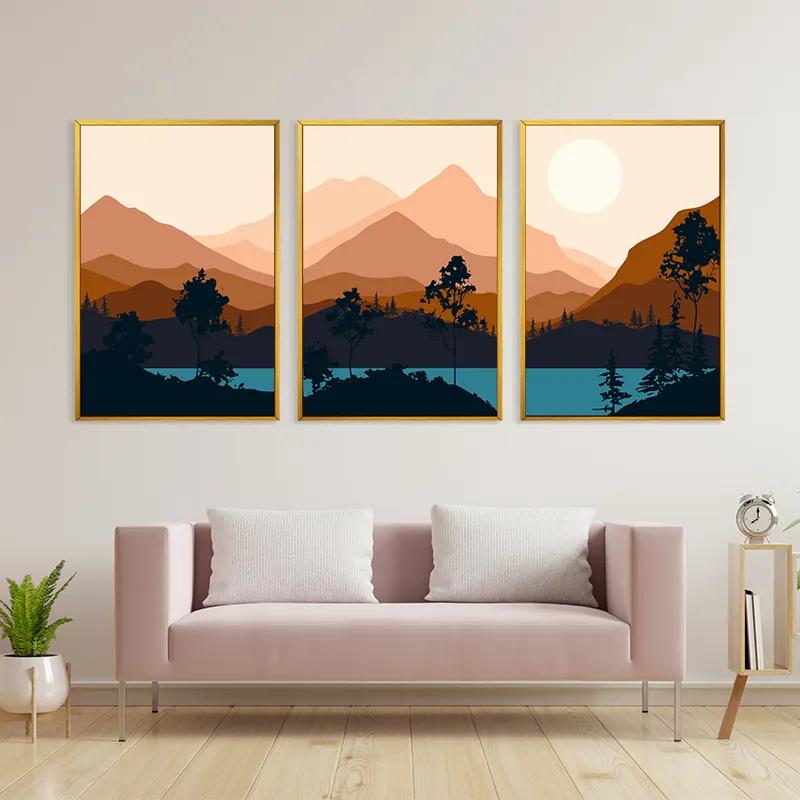 Картина на многоплатна основа Cream Moon Mountain mockup 3