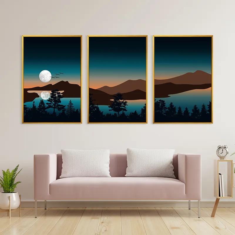 Картина на многоплатна основа Full Moon Mountain mockup 3