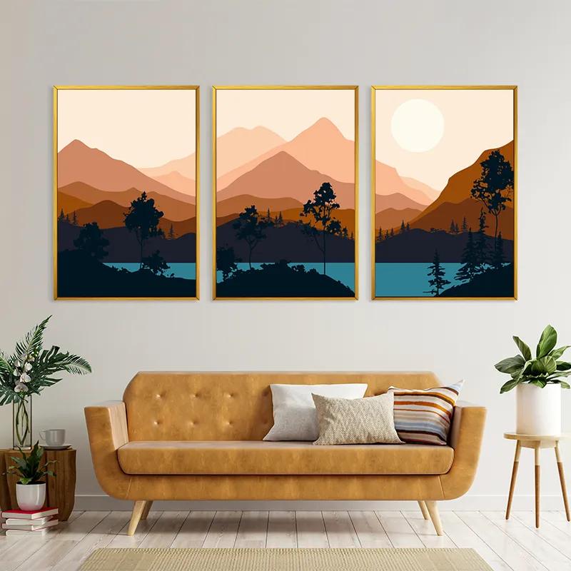 Картина на многоплатна основа Cream Moon Mountain mockup 4