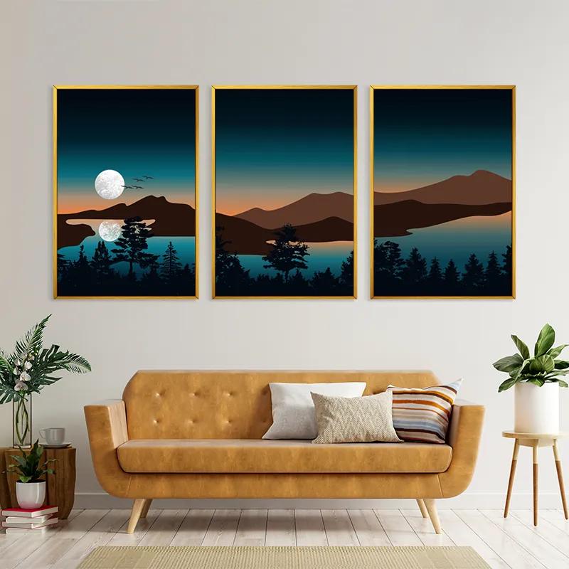 Картина на многоплатна основа Full Moon Mountain mockup 4