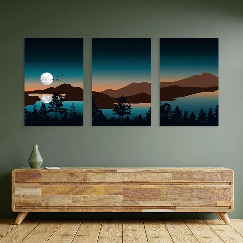 Картина на многоплатна основа Full Moon Mountain mockup 2