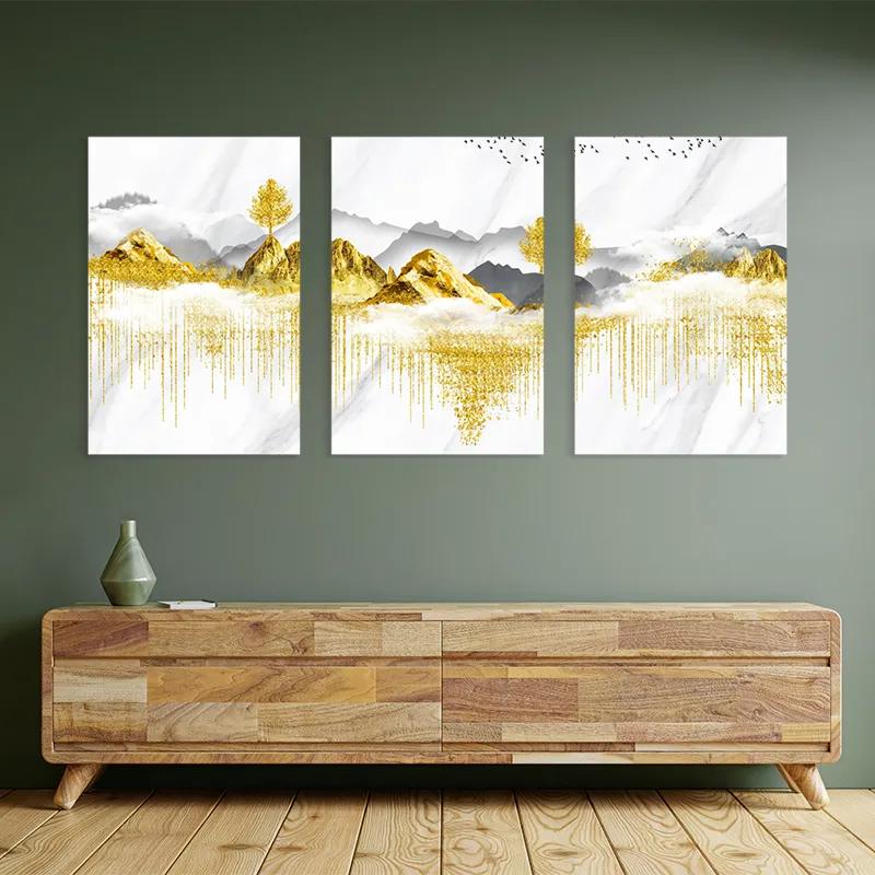 Картина на многоплатна основа Golden White Mountains mockup 2