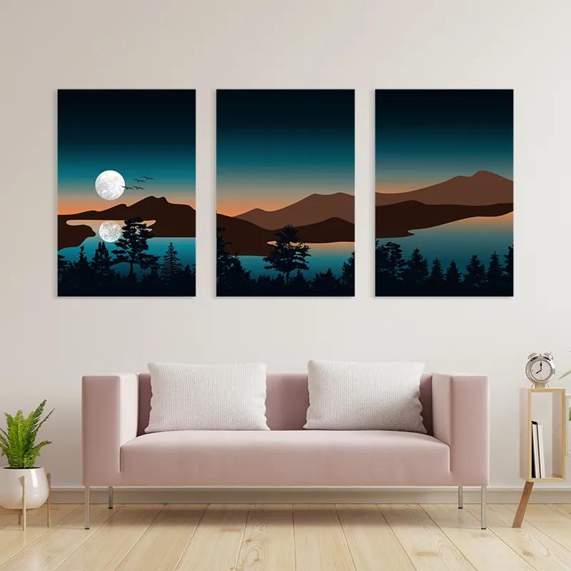 Картина на многоплатна основа Full Moon Mountain mockup 3