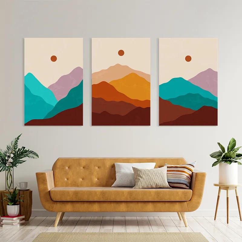 Картина на многоплатна основа Brown Moon Mountain mockup 4