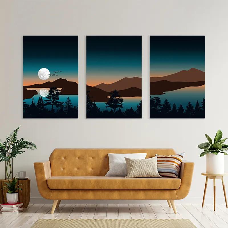 Картина на многоплатна основа Full Moon Mountain mockup 4