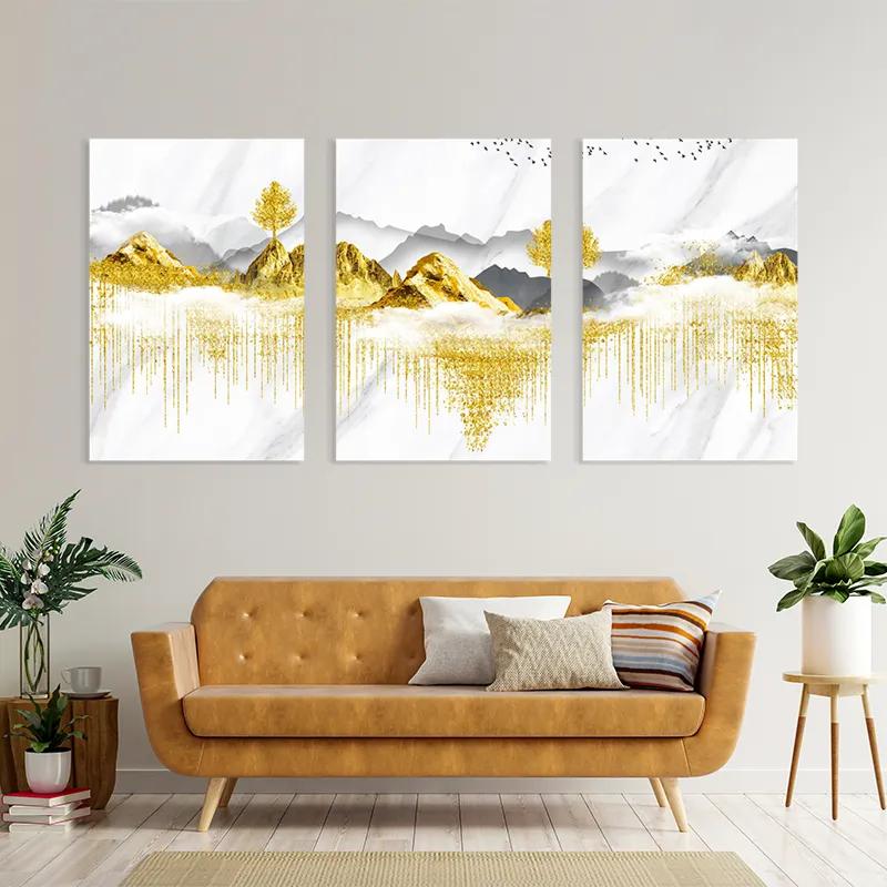 Картина на многоплатна основа Golden White Mountains mockup 4