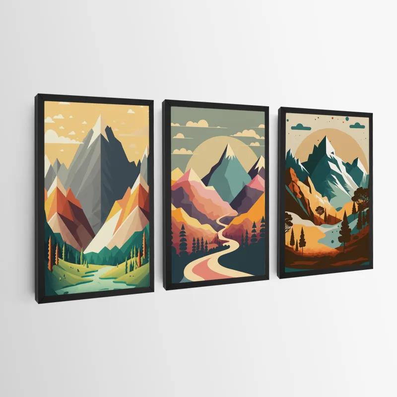 Картина на многоплатна основа Colorful Mountain Set mockup 0