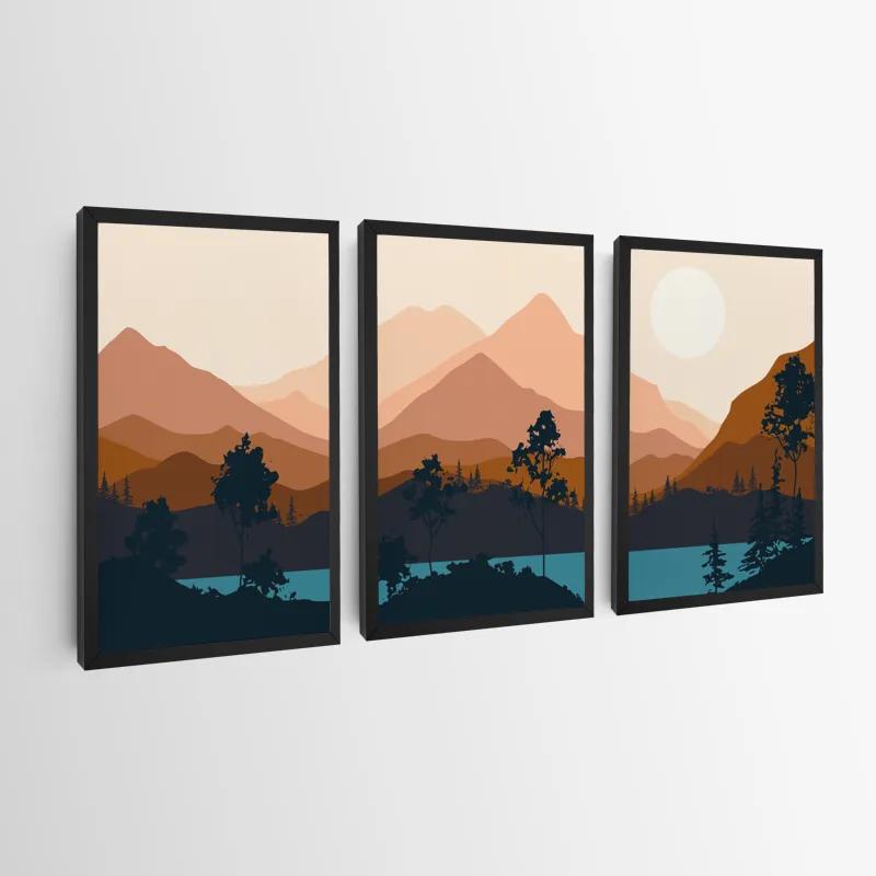 Картина на многоплатна основа Cream Moon Mountain mockup 0