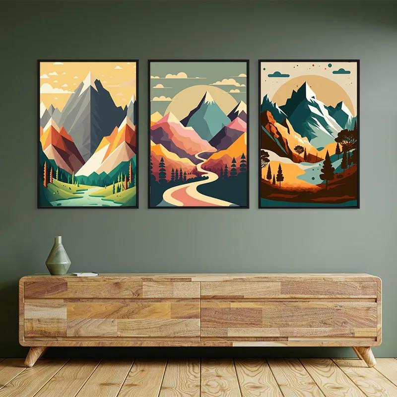 Картина на многоплатна основа Colorful Mountain Set mockup 2
