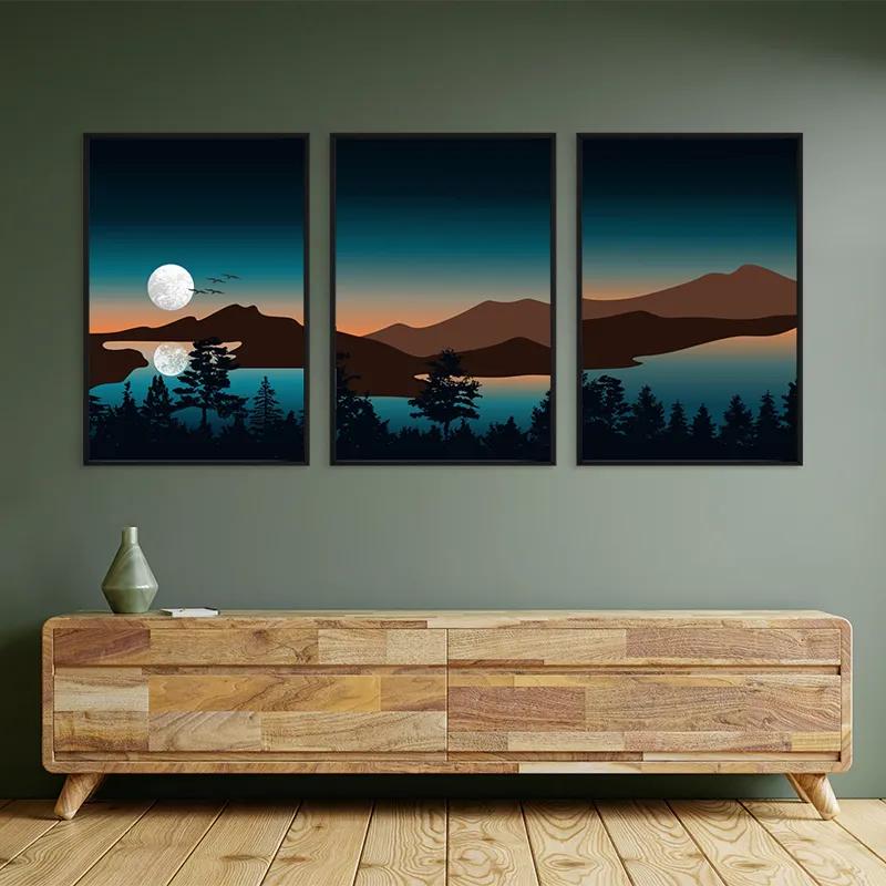 Картина на многоплатна основа Full Moon Mountain mockup 2