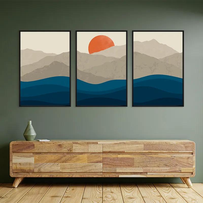 Картина на многоплатна основа Orange Moon Set mockup 2