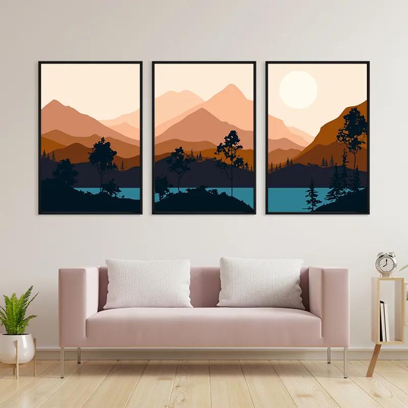 Картина на многоплатна основа Cream Moon Mountain mockup 3