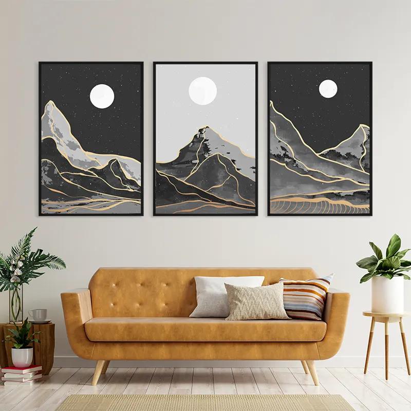 Картина на многоплатна основа Grey Moon Mountain mockup 4