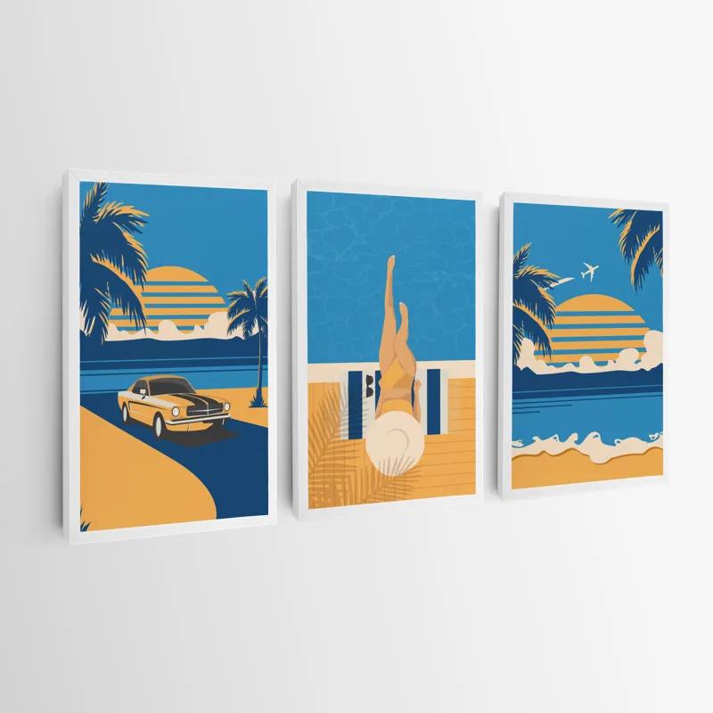 Картина на многоплатна основа Summer Retro Set mockup 0