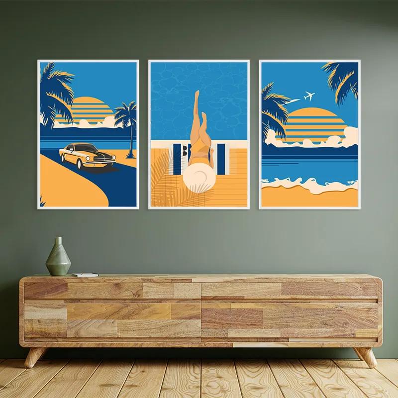 Картина на многоплатна основа Summer Retro Set mockup 2