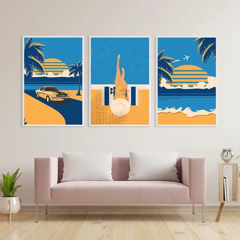 Картина на многоплатна основа Summer Retro Set mockup 3