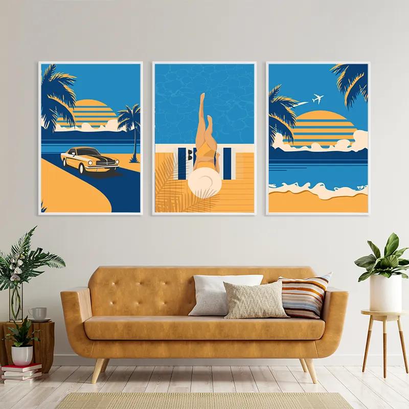 Картина на многоплатна основа Summer Retro Set mockup 4