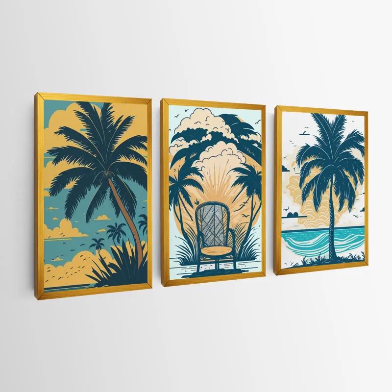 Картина на многоплатна основа Palm Tree Set mockup 0