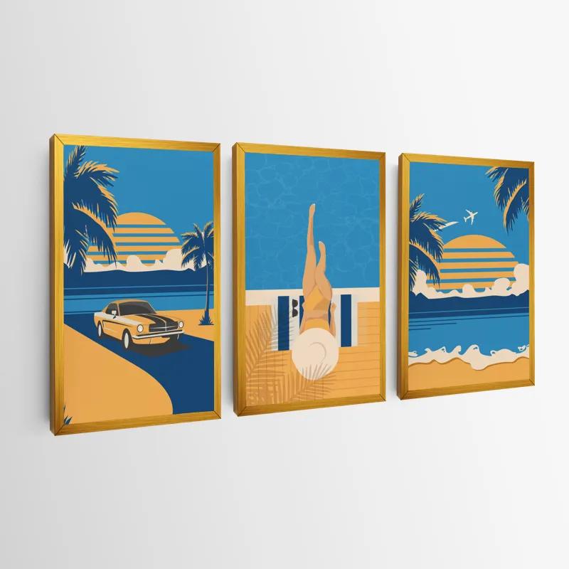 Картина на многоплатна основа Summer Retro Set mockup 0