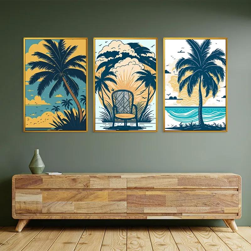 Картина на многоплатна основа Palm Tree Set mockup 2
