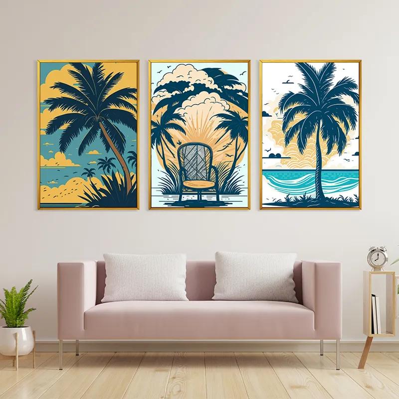 Картина на многоплатна основа Palm Tree Set mockup 3